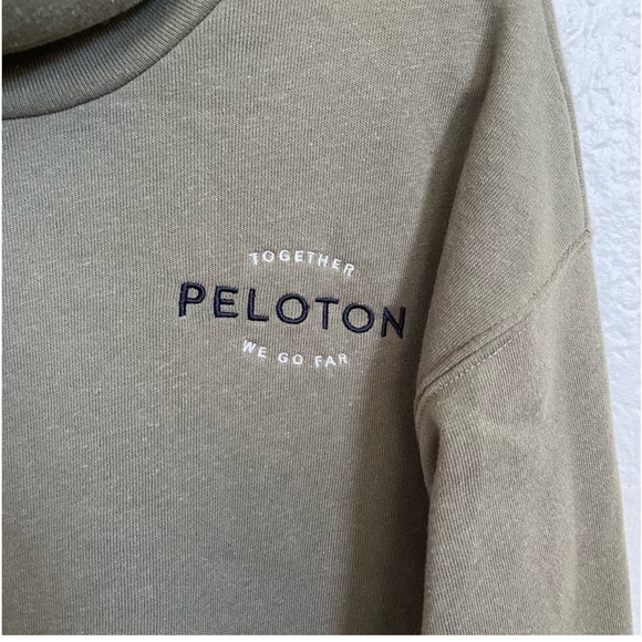 NWT Peloton Together We Go Far Olive Green Funnel Neck Sweatshirt Size Large - Picture 2 of 5